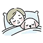 男の子と犬が寝る無料イラスト | 子供とペットのフリー素材