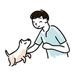 犬をなでる男性の無料イラスト | 人物とペットのフリー素材(商用利用OK)