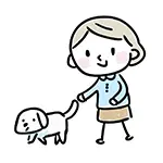 犬の散歩をする女性の無料イラスト | 人物とペットのフリー素材