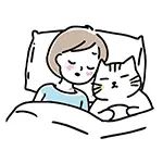 人と猫が寝る・猫不機嫌の無料イラスト | ペットと睡眠のフリー素材