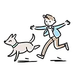 男性と犬が走る・遊ぶ無料イラスト | 人物とペットのフリー素材