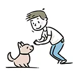 犬と遊ぶ男の子の無料イラスト | ペットのしつけフリー素材