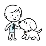 男の子が犬をなでる無料イラスト | 優しい触れ合いフリー素材