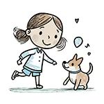 女の子と犬が遊ぶ無料イラスト | 子供とペットのフリー素材