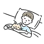 男の子と猫が寝る無料イラスト | 癒しのフリー素材