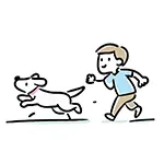 男の子と犬の追いかけっこの無料イラスト | 元気なフリー素材