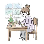 クリスマスカードを書く女性の無料イラスト【2025年・冬】