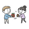 プレゼント交換をする男女の無料イラスト【クリスマス】