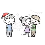 孤独なクリスマス・カップルを眺める男性の無料イラスト【フリー素材】