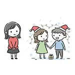 孤独なクリスマス・泣いている女性とカップルの無料イラスト【フリー素材】
