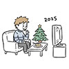 2025年、クリスマスに家でくつろぐ男性の無料イラスト