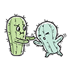 ハグを嫌がるサボテンのコミカルなフリーイラスト素材