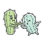 触らないで！ハグを拒否するサボテンの無料イラスト | 商用利用OK