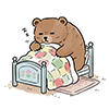 ベッドでぐっsり眠るクマのフリーイラスト