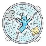 洗濯機で回る楽しい靴下！洗濯の無料イラスト素材