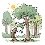 親子の木がハグ！森の温かい無料イラスト素材 | 自然保護