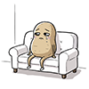 ソファで泣いているジャガイモ（カウチポテト）のフリーイラスト