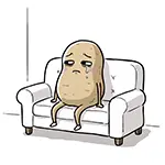 ソファで泣くジャガイモ。カウチポテトの無料イラスト素材