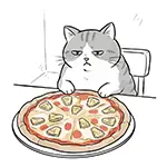パイナップルピザを睨む猫。不満顔の無料イラスト素材