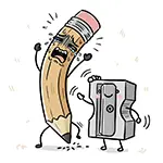 鉛筆削りが怖い！泣き叫ぶ鉛筆のかわいい無料イラスト