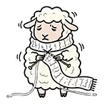 羊が自分の毛で編み物する無料イラスト | 寒い冬のフリー素材