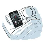 ホラー映画を観て怖がるスマホの無料イラスト | おもしろ擬人化フリー素材