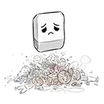 失敗を悲しむ消しゴムの無料イラスト | 修正と削除のフリー素材