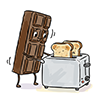 トースターが心配な板チョコの無料イラスト