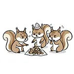 どんぐりの分配で会議するリスたちの無料イラスト | 秋のフリー素材