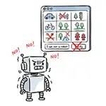 画像認証（CAPTCHA）に怒るロボットの無料イラスト | 皮肉なフリー素材