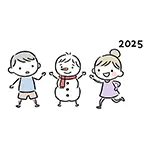 雪だるまと子供たちの無料イラスト（2025年・冬）