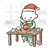 2025年・クリスマスのオーナメントを手作りする人の無料イラスト