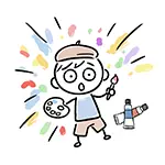  閃いた画家の男の子の無料イラスト | 芸術・アイデアフリー素材