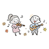  音楽を楽しむシニア夫婦の無料イラスト | 趣味・秋の行楽フリー素材