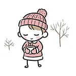  温かい飲み物を持つ女の子の無料イラスト | 冬・防寒フリー素材