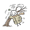  強い風に飛ばされそうな人の無料イラスト | 嵐・木枯らしフリー素材