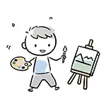  風景画を描く男の子の無料イラスト | 芸術の秋フリー素材