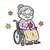  車椅子のおばあさんと紅葉の無料イラスト | 秋の介護・敬老の日フリー素材