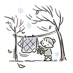  冬支度で薪を運ぶ女の子の無料イラスト | 冬・雪のフリー素材