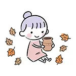  壺を持つ女の子と落ち葉の無料イラスト | 秋・子供フリー素材