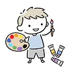  お絵かきを楽しむ男の子の無料イラスト | 芸術の秋フリー素材