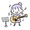  ギターを弾き語りする女の子の無料イラスト | 芸術の秋フリー素材