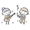  ギターと歌を楽しむ子供たちの無料イラスト | 芸術の秋フリー素材
