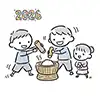 【無料】お正月の「餅つき」イラスト｜家族・子供たち（2026年・商用利用OK）
