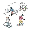 スキーとスノーボード | 冬のウィンタースポーツの無料イラスト