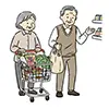 スーパーで買い物する老夫婦の無料イラスト素材 | 正月・年末年始の準備