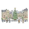 クリスマスの街並みとツリー | 「冬」の「風景」無料イラスト