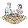 こたつで鍋 | 「冬」のカップルの無料イラスト素材
