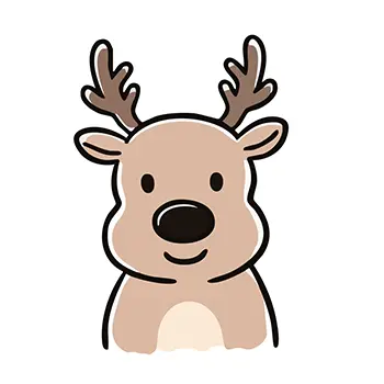 ゆるい表情がかわいい、手書き風トナカイの顔の無料イラスト素材