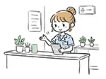 クリニック受付の女性スタッフの無料イラスト | 可愛い手書き風素材